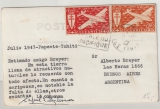 Tahiti, 1947, nette MiF auf Auslands- Postkarte von Papeete nach Buenos Aires (Argentinien)