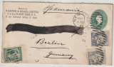 USA, 1888, 2 Ct.- GS- Umschlag + 4 Ct. MiF- Zusatzfrankatur als Auslandsbrief von New York nach Berlin