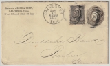 USA, 1888, 5 Ct.- GS- Umschlag + 5 Ct. Zusatzfrankatur als Auslandsbrief von Galveston nach Berlin