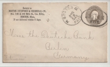 USA, 1886, 5 Ct.- GS- Umschlag, als Auslandsbrief (per Schiff Esturia [?]) von Boston nach Berlin, nette Abstempelung!