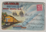 USA, 1951, 2 Ct. EF auf Postkarte - Leporello Los Angeles, Salt Lake Route, Union Pacific R.R., schön und interessant!!!