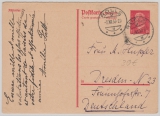 DR, 1933, 15 Rpf. Auslands- Antwort- GS (Reichspräsidenten, Rot), Antwortteil gelaufen von Rolle (CH) nach Dresden