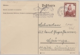 DR, 1936, Mi.- Nr.: 794 als EF auf Auslands- Postkarte von Garmisch- P. nach Spanga (Schweden), mit Winterolympia- Stempel