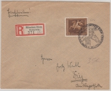 DR, 1938, Mi.- Nr. 671y als EF auf Einschreiben- Fernbrief von München- Riem nach Diez, mit Sonderstempel und R- Zettel