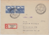 DR, 1941, Mi.- Nr.:  803 (2x) als MeF auf Einschreiben- Fernbrief von Hoppegarten nach Dresden, mit Sonderstempel