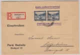 DR, 1937, Mi.- Nr.: 641 (2x) als MeF auf Einschreiben- Fernbrief von Stuttgart nach Zuffenhausen, mit Sonderstempel