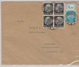 DR, 1.1934, Mi.- Nr.: 489 WOR u.a., als MiF auf Ortsbrief innerhalb Chemnitz
