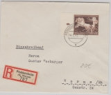 DR, 1941, Mi.- Nr.: 747 vom SR, als EF auf Einschreiben- Fernbrief von Pfeddersheim nach Worms