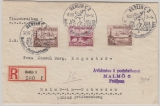 DR, 1937, 657 (2x) + 659 als MiF auf Einschreiben- Auslandsbrief von Berlin nach Malmö (Schweden)