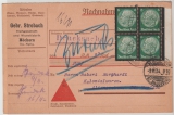 DR, 1934, Mi.- Nr.: 550 im SR 4er- Block als EF auf Drucksachen- Nachname von Möckern, nach Altengrabow und zurück