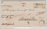 Preussen, ca. 1860, Unfrankierter Paketbegleitbrief von Stettin nach Stargard
