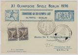 DR / Griechenland, 1936, Olympia- Erinnerungskarte mit Grichischer Frankatur + Stempel + Dt. Olympia- Sonderstempel
