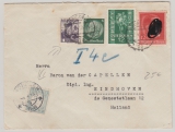 DR / A / NL, 1938, Mi.- Nr.: 664 u.a. als 3- Länder- MiF von Insbruck nach Eindhoven (NL), mit NL- Nachportomarke