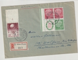 BRD, 1955, Mi.- Nr.: 214 (vom OR) + W4 u.a. als MiF auf Einschreiben- Fernbrief von Altena nach Wolfen (DDR)