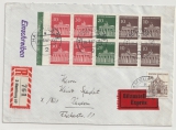 BRD, 1966, Mi.- Nr.: HBL 17, u.a. Marke als MiF auf Eilboten- Einschreiben von Hamburg nach Päwesin (DDR)