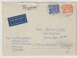 Berlin, 1952, Mi.- Nr.: 50 + 51 als MiF auf Luftpost- Auslandsbrief, von Berlin nach Stockholm