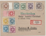 Ost- Sachsen, Mi.- Nr.: 42- 50 G (incl. 43 Gb!) als Satzbrief- MiF auf Einschreiben- Fernbrief von Dresden nach Radebeul