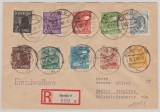 Handstempel; Mi.- Nr.: 166 I- 175 I, (3 Berlin 8) als MiF auf Orts- Einschreiben von Berlin W9 nach Steglitz, Signiert Halle Flä.