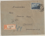 Infla, 1923, Mi.- Nr.: 261 als EF auf Einschreiben- Fernbrief von Hachenburg nach Hannover