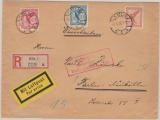 Weimar, 1928, Mi.- Nr.: 379+ 380 + 381 als MiF auf Einschreiben- Flugpost- Fernbrief von Köln nach Berlin