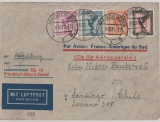 Weimar, 1931, Mi.- Nr.: A 379+ 380+ 381, + 382 als MiF auf Flugpost- Auslandsbrief von Magdeburg nach Santiago (Chile)