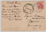 Deutsche Seepost, Ost=Afrika- Linie, 1909, p, auf Postkarte nach Barmen