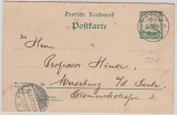 Samoa, 1907,  5 Pfennig- Antwort- GS (Mi.- Nr.: P7) mit Stempel APIA, gelaufen nach Merseburg, nicht zurück gelaufen
