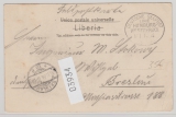 Deutsche Seepost, Linie Hamburg- Westafrika, 1904, auf Feld- Postkarte nach Breslau
