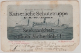 Deutsche Seepost, Linie Hamburg- Westafrika, 1904, XXXII., auf Werbe- Spaß- Postkarte nach Stedten