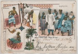 Kamerun / Deutsche Seepost Hamburg Westafrika (VI), 1902 auf Kamerun Mi.- Nr.: 7- 11 + Liberia MiF Postkarte nach Spandau
