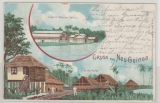 DNG / DR, 1898, Ansichtskarte, Gruß aus Neu- Guinea, gelaufen innerhalb von Babenhausen, Hessen