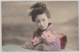Kiautschou, 1910, Mi.- Nr.: 29, als EF auf japanischer Bildpostkarte (Jap. Mädchen) von Tsingtau nach Rixdorf (Berlin)