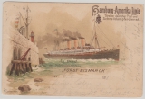Werbe- Bildpostkarte der Hamburg- Amerika Linie, An Bord des Schnelldampfers Fürst Bismark, gelaufen von Hbg. nach Chicago