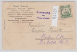 Kamerun, 1914, Mi.- Nr.: 21, als EF auf Bildpostkarte (Jaunde- Dorf in Kamerun- Hinterland) von Duala nach Berlin