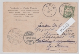 Kamerun, 1908, Mi.- Nr.: 7 + 21, als MiF auf Bildpostkarte (Elfenbeinkarawane, Plantation) von Kribi nach Meissen