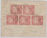 Russland, 1922, 1000 Rubel (5x) als MeF auf Auslandsbrief von Moskau nach Berlin