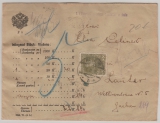 Österreich, 1915, 54 Heller MiF vs. und  rs. auf Auslands- Wertbrief von Kourim nach Lauter