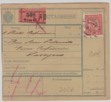 Österreich, 1918, 80 Heller EF auf Paketkarte für ein Paket von Wien nach Sarajewo