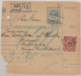 Österreich, 1916, 80 Heller als Zusatzfrankatur auf 10 Heller- Paketkarte für ein Paket  von Wien nach Budapest