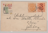 Schweden, 1911 (?), 3 Öre- Überdruck- GS- Umschlag + 2 Öre Zusatzfr. als Weihnachtsbrief von Liatorp nach Göteborg