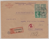 Frankreich, 1919, 50 Ct. MiF auf Auslands- Einschreiben von Straßburg nach Aue, mit 2x Zensur!