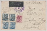 Spanien, 1939, 2,65 Pts. MiF auf Einschreiben- Auslandsbrief (via Italien) von San Sebastian nach Höfen, mit Zensur!