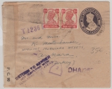 Indien, 1945, One Ana- GS- Umschlag + 2x 1 Anna als Zusatzfrankatur, als Auslandsbrief von Kalinpong nach Ankara u. Zurück