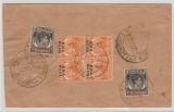 Malaya, 1947, 10 Cent Überdruck- MiF, rs. auf Fernbrief von Kuala Kangsar nach Pudukotahe, Süd- Indien