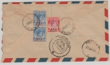 Malaya, 1950, 55 Cent Überdruck- MiF, auf Einschreiben- Lupo- Auslandsbrief von Alor Star nach Karaikudi , Süd- Indien