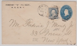 USA, 1893 (?), 1 Ct.- GS- Umschlag + 1Ct. Zusatzfrankatur als Ortsbrief innerhalb New York´s