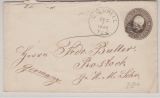 USA, 1889, 5 Ct.- GS- Umschlag, als Auslandsbrief von Caldwell nach Rostock
