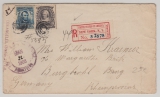 USA, 1908, 13 Ct.- MiF, als Einschreiben- Auslandsbrief von New York nach Burgbroh ? (D.)