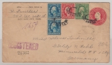USA, 1923, 2 Ct.- GS- Umschlag + 13 Ct. Zusatzfrankatur, als MiF Auf Einschreiben- Auslandsbrief Salt Lake City nach Görlitz