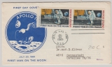 USA, 1969, 10 Ct. (2x) MeF auf FDC zur Mondlandung der Apollo 11 Mission, gelaufen von Washington nach Sennestadt (D.)